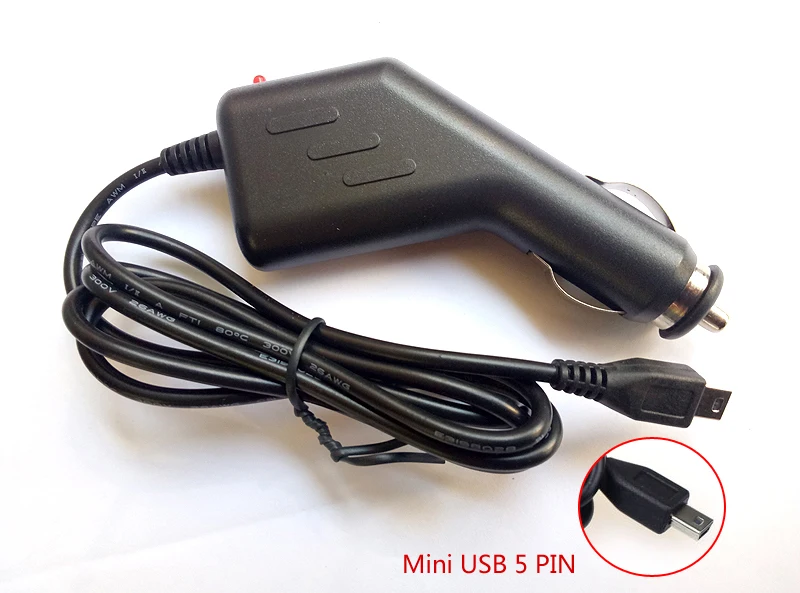 Универсальное автомобильное зарядное устройство mini USB адаптер питания для Garmin Nuvi