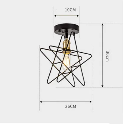 F Пентаграмма Ретро Железный потолочный светильник креативный круг E27 черный/золотой промышленный ветер потолочный светильник для ресторана Кофейня Бар - Цвет корпуса: F