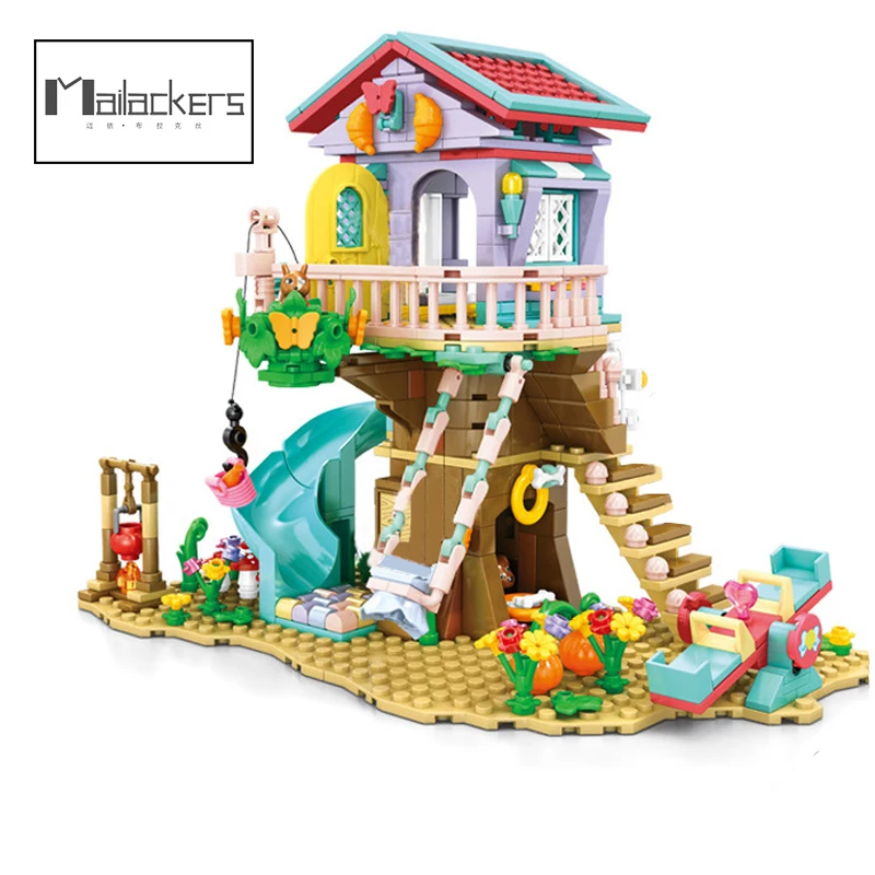 

Mailackers, 648 шт., городская архитектура, дом на дереве, джунгли, кемпинг, строительные блоки Tensegrity, искусственные игрушки, подарки для детей