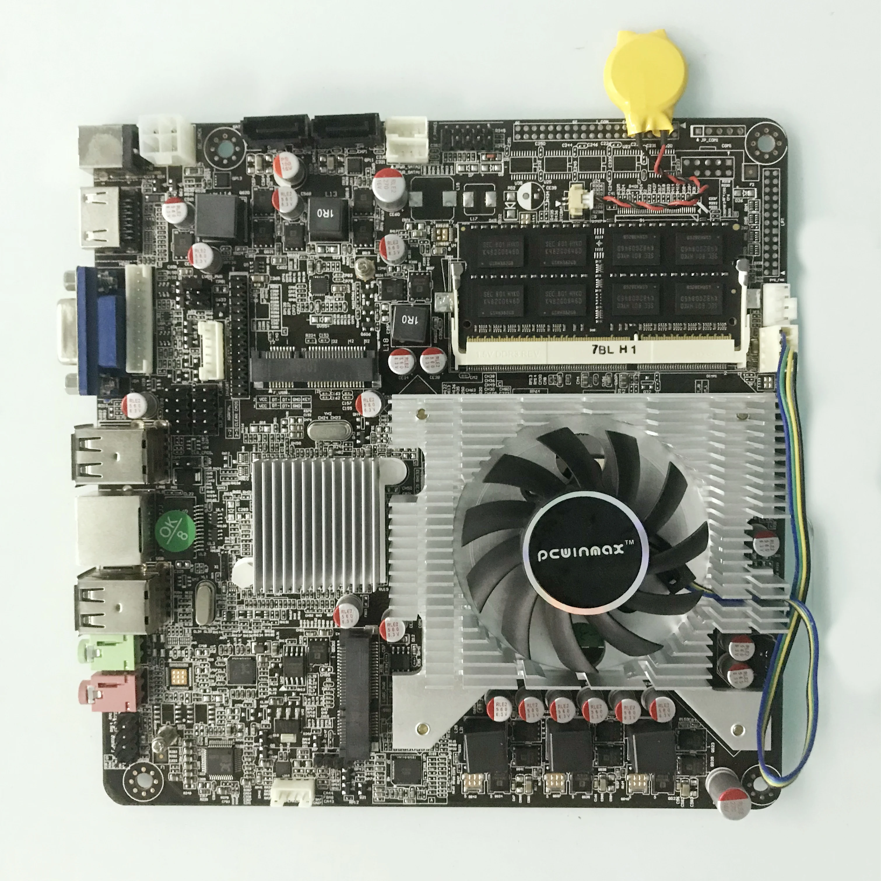PCWINMAX комплект материнской платы. PGA988 HM65 mini ITX материнская плата с процессором i3-2XX0 M. Оперативная память DDR3 4G, вентилятор