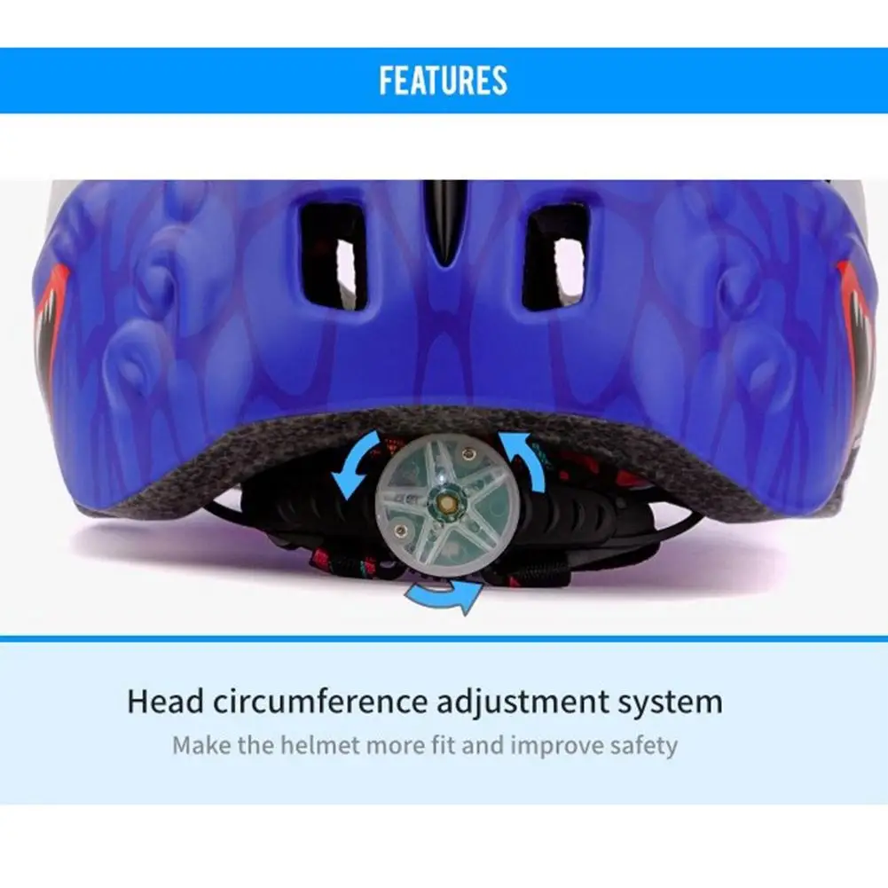 Dinosaur Bike Helmets For Kids Cute Cartoon Lightweight Adjustable Breathable Protective Skateboard H | Спорт и развлечения