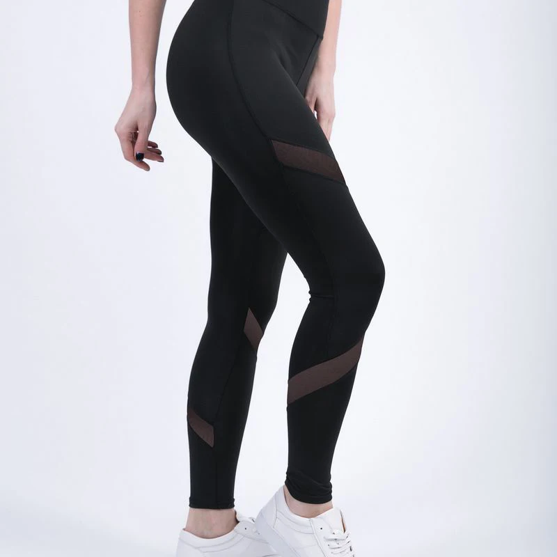 CHRLEISURE Patchwork Leggings Women Fitness Gothic Mesh Stitching Gym Pants Woman Sexy Breathable Elastic | Женская одежда