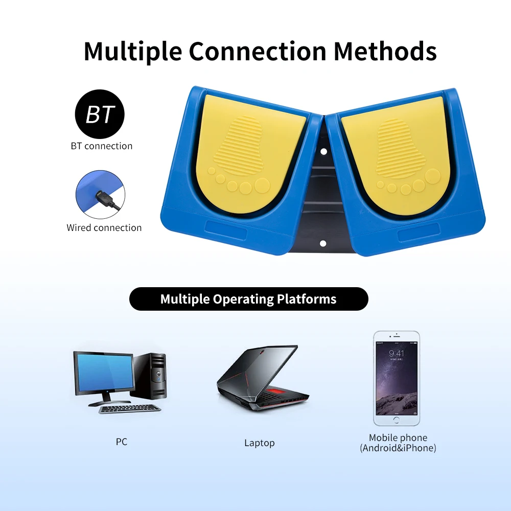 Беспроводной BT USB 2 ножной переключатель клавиатуры Управление клавиатура