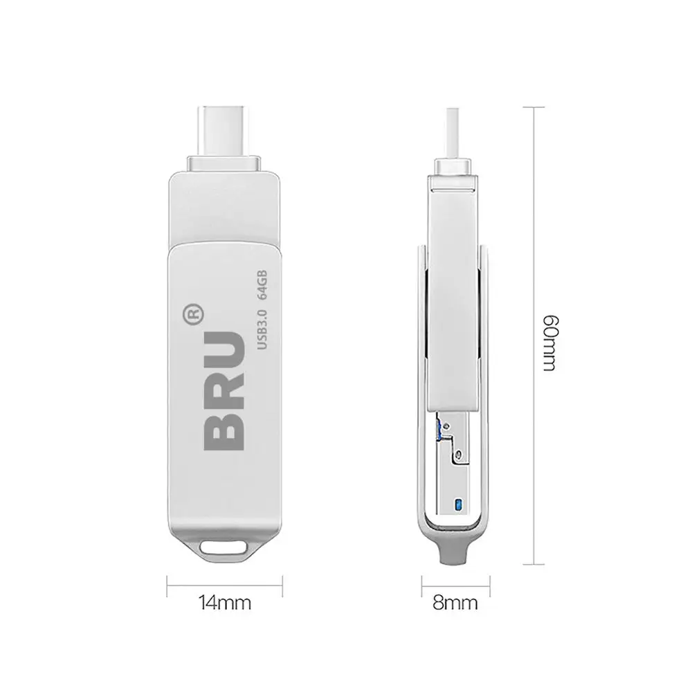 BRU 3 в 1 Otg Usb флешка 0 для Android type-c высокоскоростной флеш-накопитель type C Флешка 16 ГБ 32