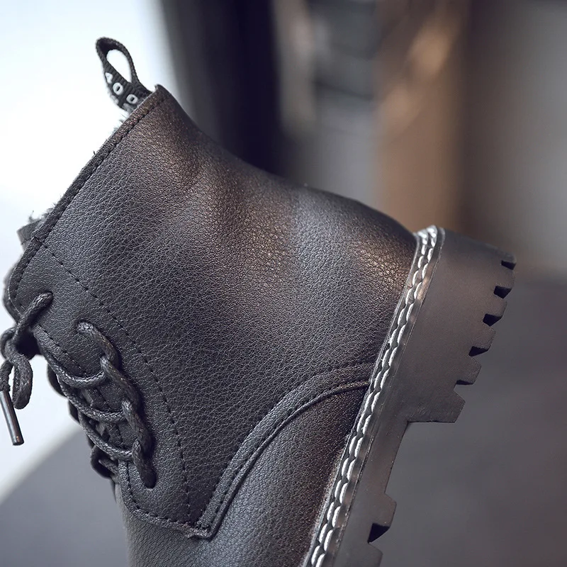 New Children Fashio Boots Winter Wool Teen Girls Chelsea Boot With Zip Big Boys Snow PU Leather Sneakers Baby Kids Russian | Детская