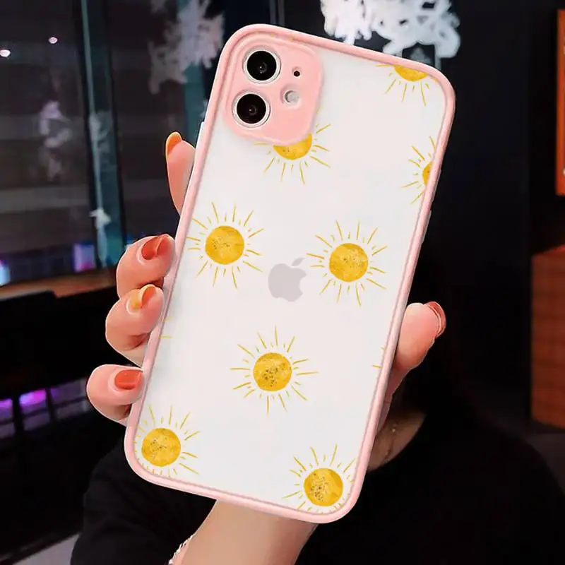 

Sun art aesthetics Phone Case Pink matte transparent For iPhone 7 8 x xs xr 11 12 pro plus max mini Clear Funda