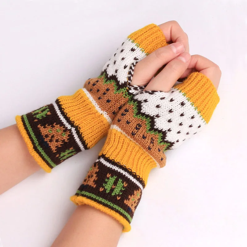 

Christmas Gloves Knit Gloves Half Finger Woman Gloves Warm Fingerless Winter Xmas Gifts Thick Guantes Mujer Eldiven For New Year