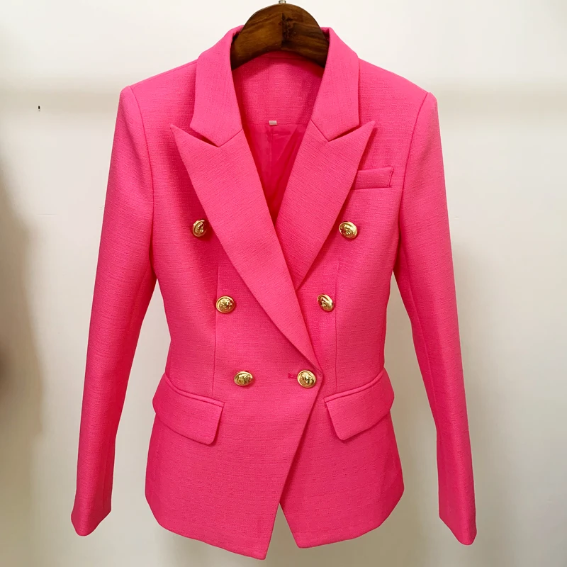 

EXCELLENT QUALITY Paris Fashion 2023 Designer Women Blazer Classic Lion Buttons Double Breasted Slim Fitting Jacket