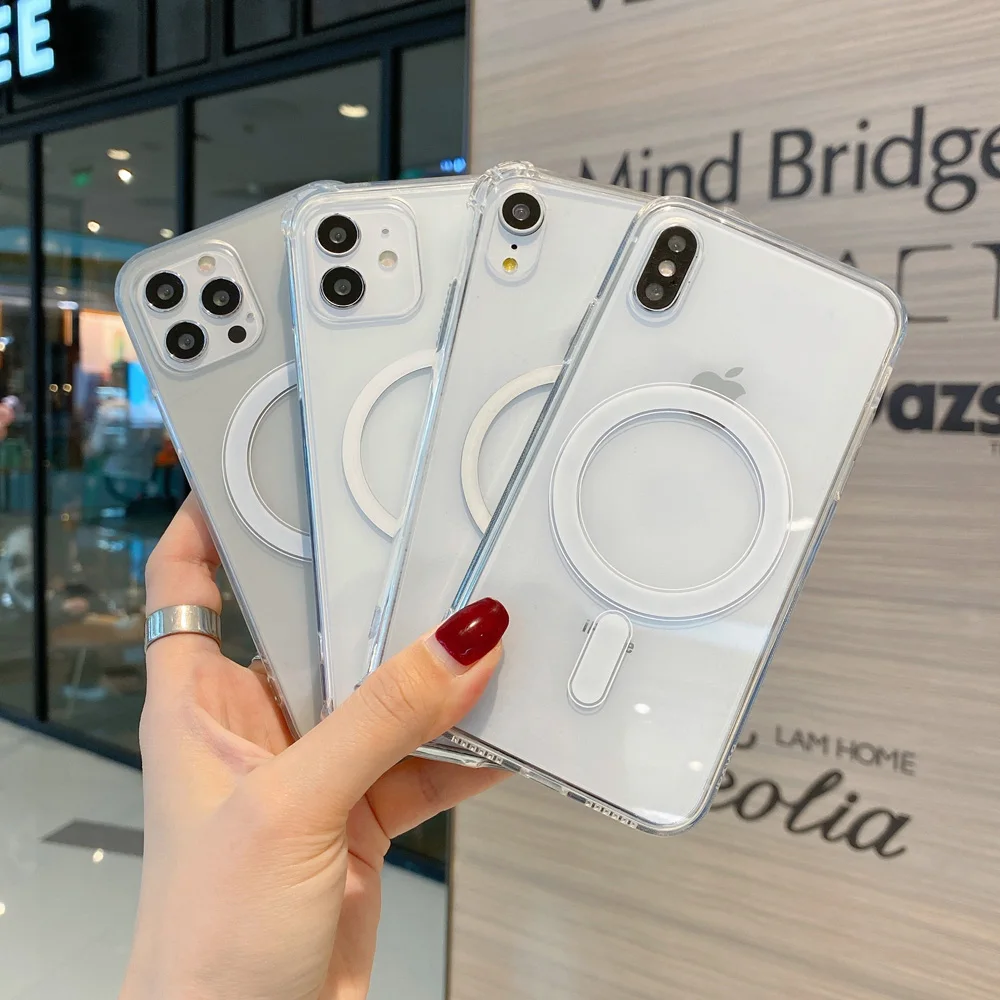 

Luxury Transparent Magnetic Case for IPhone 12 11 Pro Max Mini X XS XR SE 2020 8 7 Plus Soft TPU Cover Support Wireless Charging