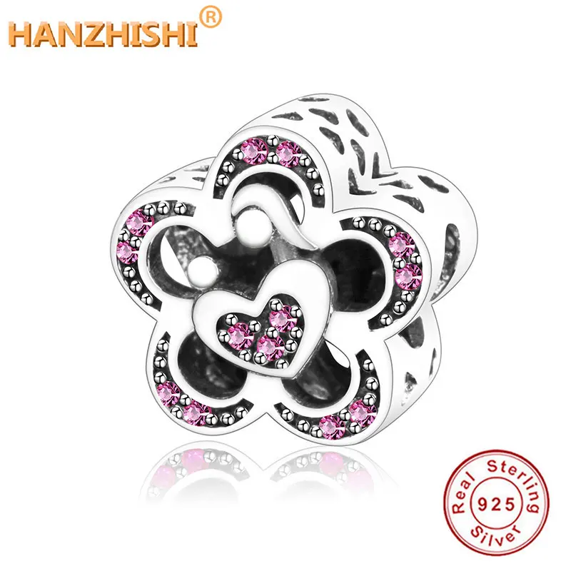 Высокое качество 925 серебро сердце Очаровательные бусы с красными ЧР подходят к