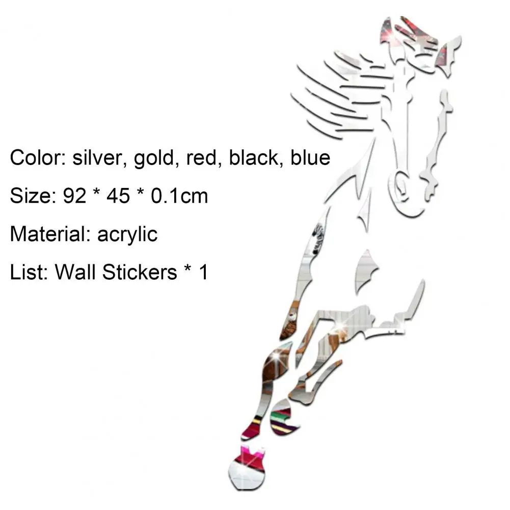 

Horses Mirror Acrylic Wall Stickers Home Decor Restaurant Background Wall Art Living Room Bathroom Room