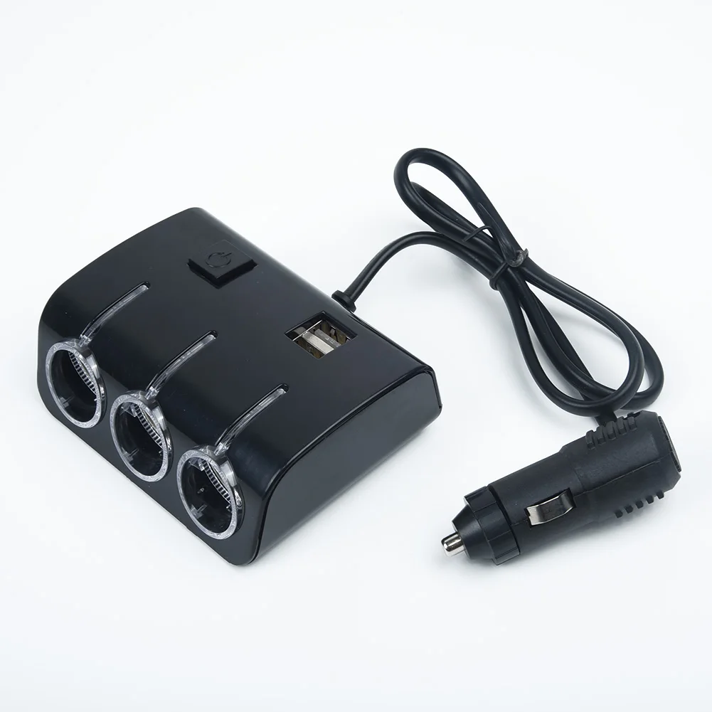 3-полосный разветвитель розетка для автомобильного прикуривателя 3 порта и 2 USB 12
