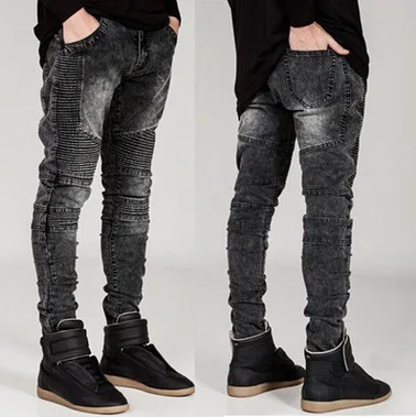 

Biker Jeans Popular Logo Locomotive Feet Slightly Elastic Jeans Trousers Ebay Selling Ruffle Cultivate Morality