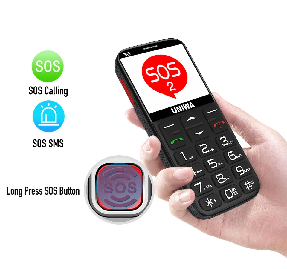 UNIWA V808G английская русская клавиатура 10 дней в режиме ожидания 3g WCDMA сильный фонарь Мобильный телефон большой SOS 3g мобильный телефон