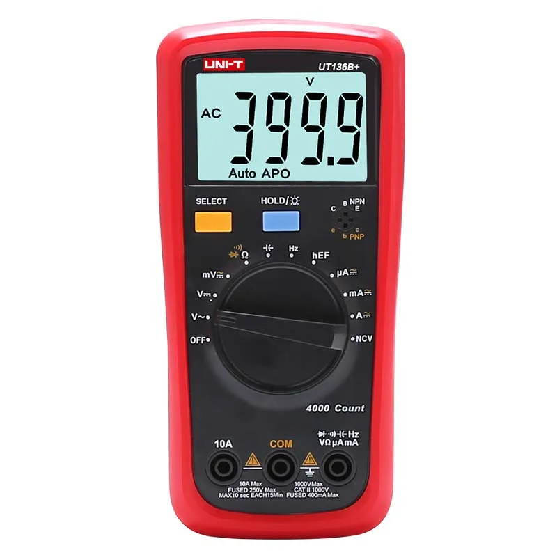 UNI T UT136B + цифровой мультиметр DMM AC DC Ohm конденсатор диодный тестер Удержание данных