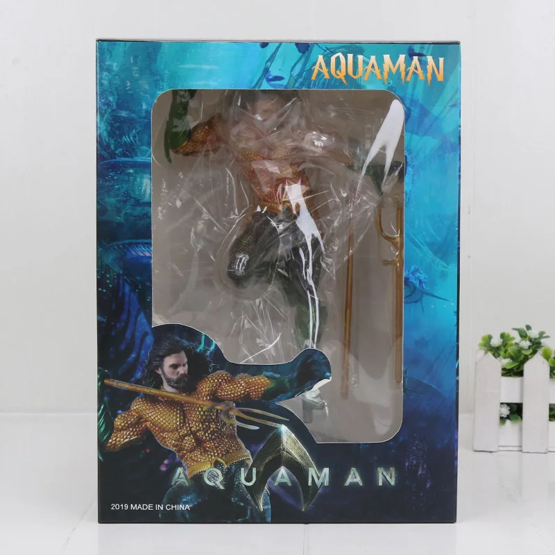 Aquaman in box 22-27 см Мстители эндгейм Железный человек Человек-паук Капитан Карол Дэнверс статуя ко железная Студия ПВХ Фигурки игрушки куклы - Цвет: Aquaman in box