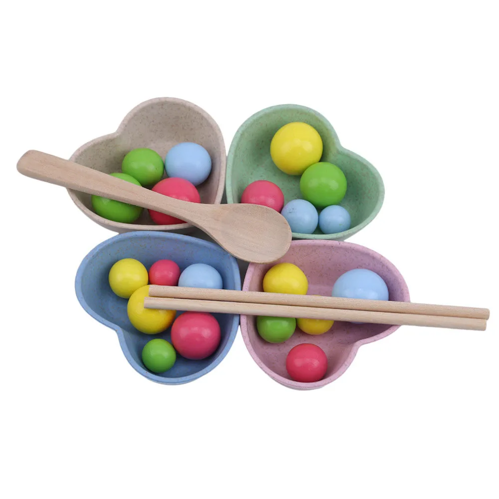 Math Toys Colorful Count Early Learning Teaching Chopsticks Balls Educational Toy Clip Wooden Kid Children Creative Gift | Игрушки и