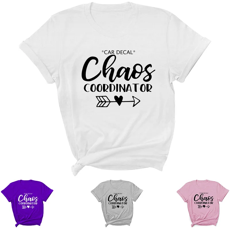 

Coordinator Chaos Letter Print Women T Shirt Short Sleeve ONeck Loose Women Tshirt Ladies Tee Shirt Tops Clothes Camisetas Mujer