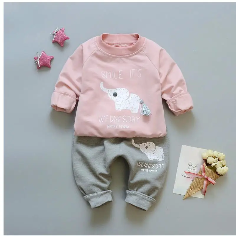 

Newborn baby girl clothes lovely kids Boutique outfits cartoon long sleeve shirts tops+pants 2pcs infant bebes clothing suits