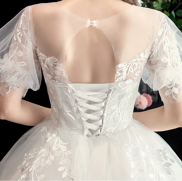 Роскошное кружевное свадебное платье с вышивкой элегантное благородное