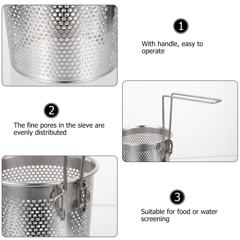 

Professioanl Noodle Sieve Noodle Straining Basket Sieve with Detachable Handle