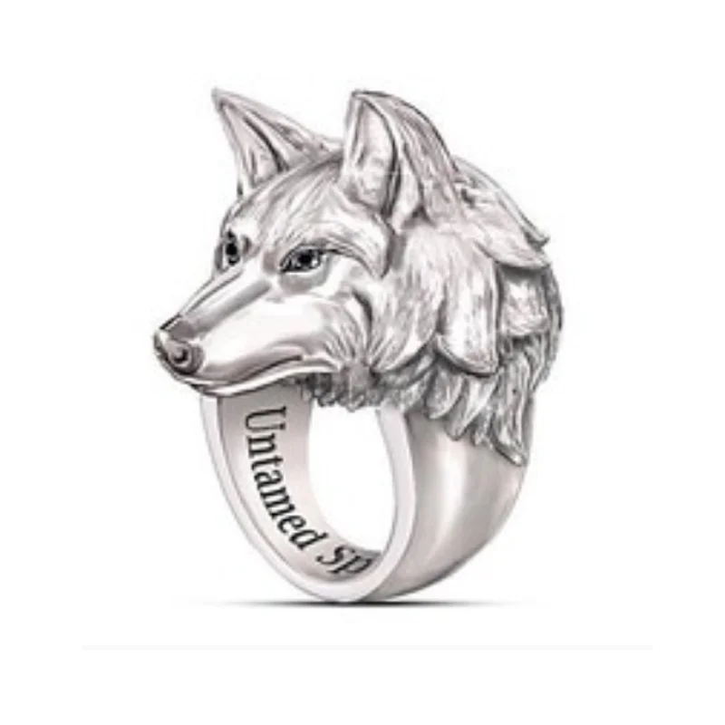 

Punk style Titanium steel Ring Wild Wolf Exaggerated Men's Ring Arctic Wolf Animal Ring Wedding Bands Party Jewelry