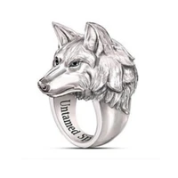 punk style titanium steel ring wild wolf exaggerated mens ring arctic wolf animal ring wedding bands party jewelry