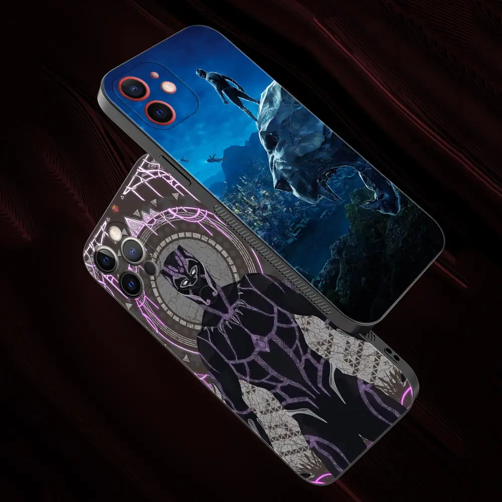 Phone Case For iPhone 14 13 12 11 Pro Max Mini XS Max XR X 7 8 Plus 6S Cover Silicone Shell Fundas Marvel Heroes Black Panther