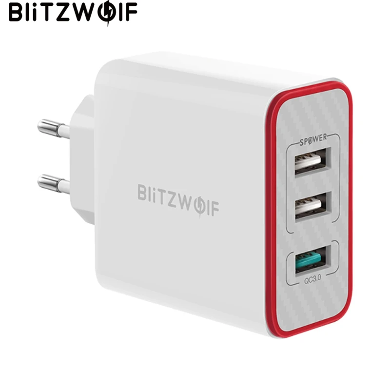 BlitzWolf BW PL2 30 Вт QC3.0 FCP 3 порты универсальное автомобильное зарядное устройство USB