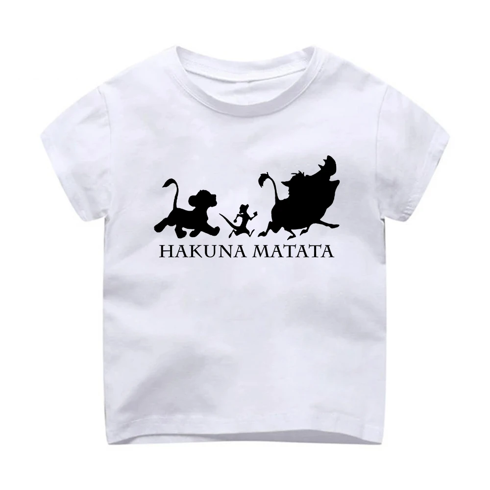 

HAKUNA MATATA Lion King Cute Cartoon Boy Girls Tshirt Summer Retro Treasure Comfortable Short Sleeve Top Baby Clothing Tee