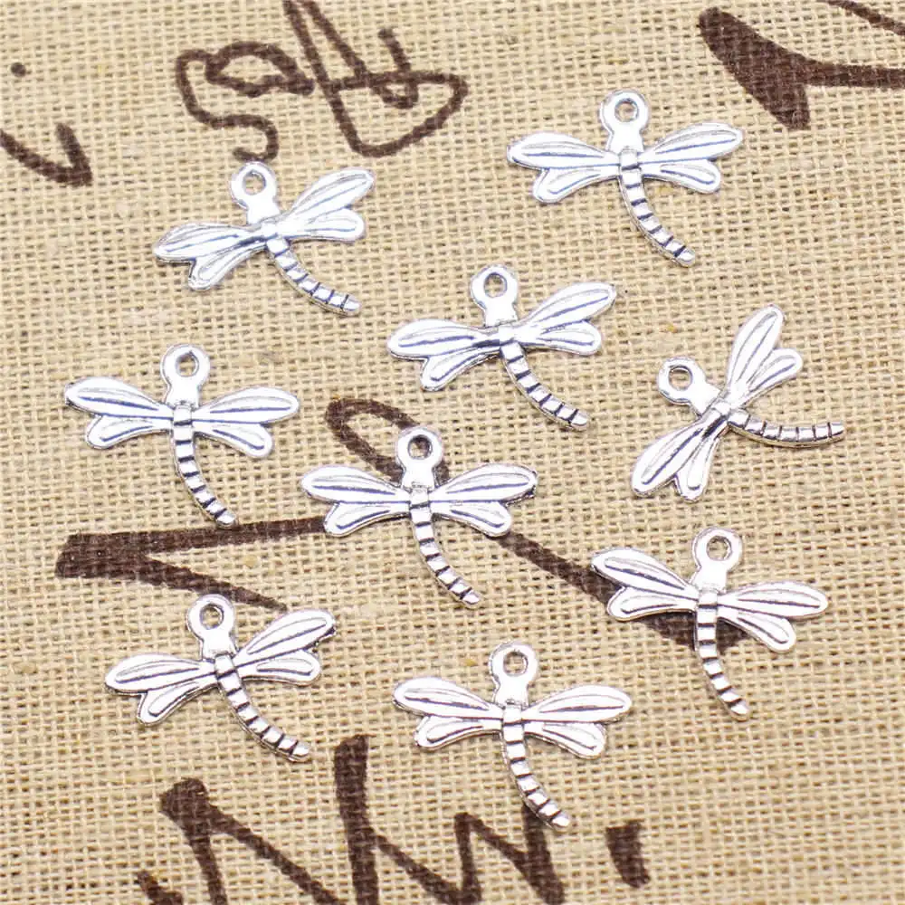 

Подвеска для телефона 15x18 мм подвеска в виде стрекозы античный серебряный цвет 20 шт.