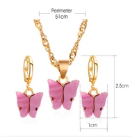bracelet butterfly design trendy style ladies pendant earrings necklace set jewelry