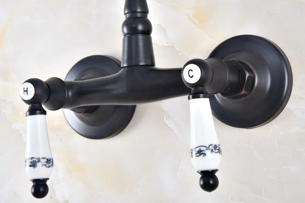 Черный Масло втирают Бронзовый Ванная Кухня Раковина кран Смеситель Поворотный