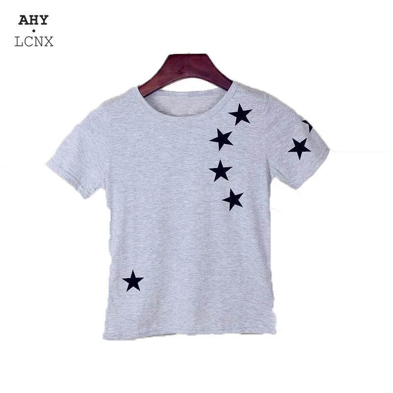 

New Kids Cotton Star Short Sleeve Tops O Neck Children T Shirt birthday baby boy girl summer tops Child tshirt Toddler new Tees