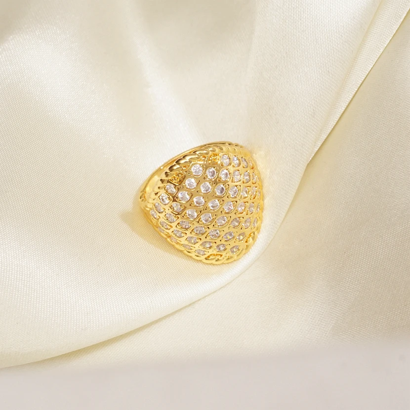 Кольцо золотого цвета с кристаллами циркония Стразы Кольца для девочек подарок