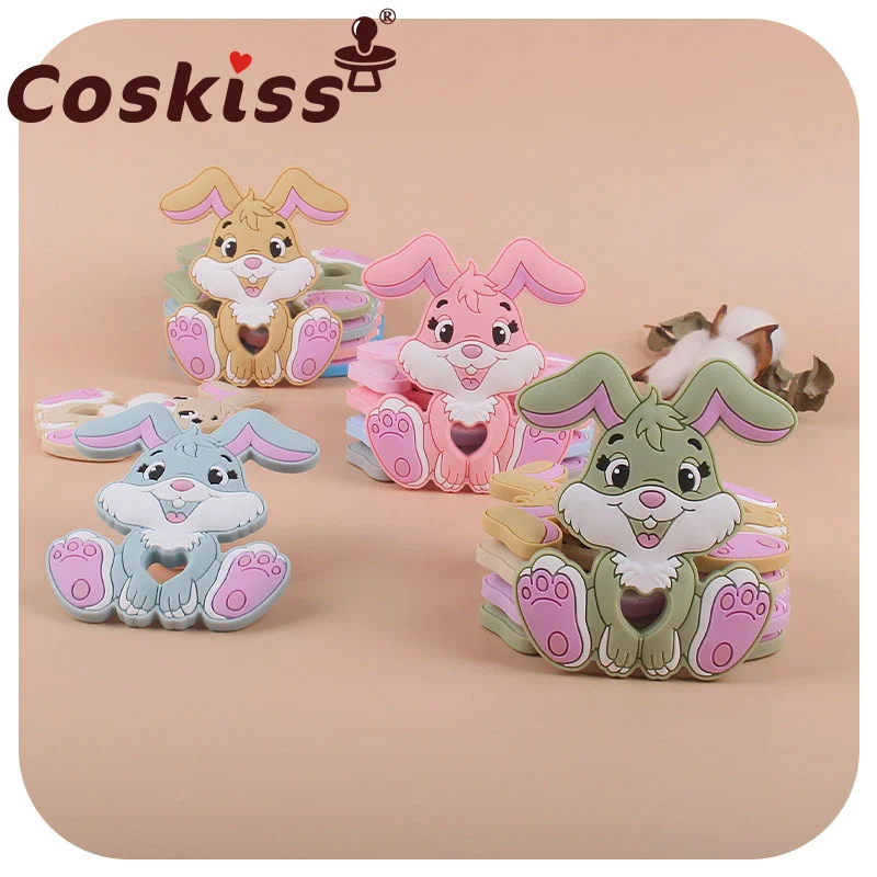 

Coskiss 1pcs New Baby Teether Cartoons Animal Rabbit Chewing Pandent Accessories DIY Jewelry Pacifier Clip Teething Toy