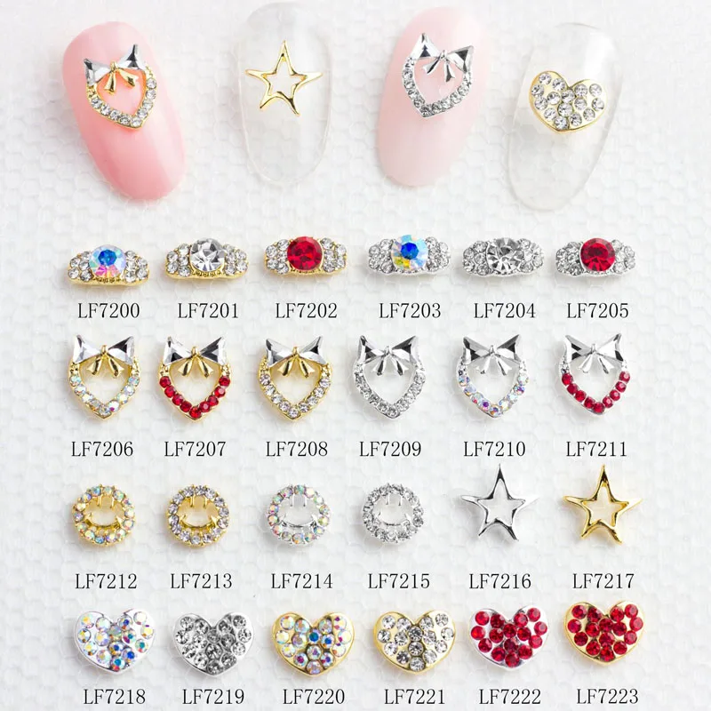 

10PCS Silver Flat Back Nail Crystal Rhinestones Gems Heart Star Pattern Strass Gems Nail Decorations Manicure Nail Accessory Gem
