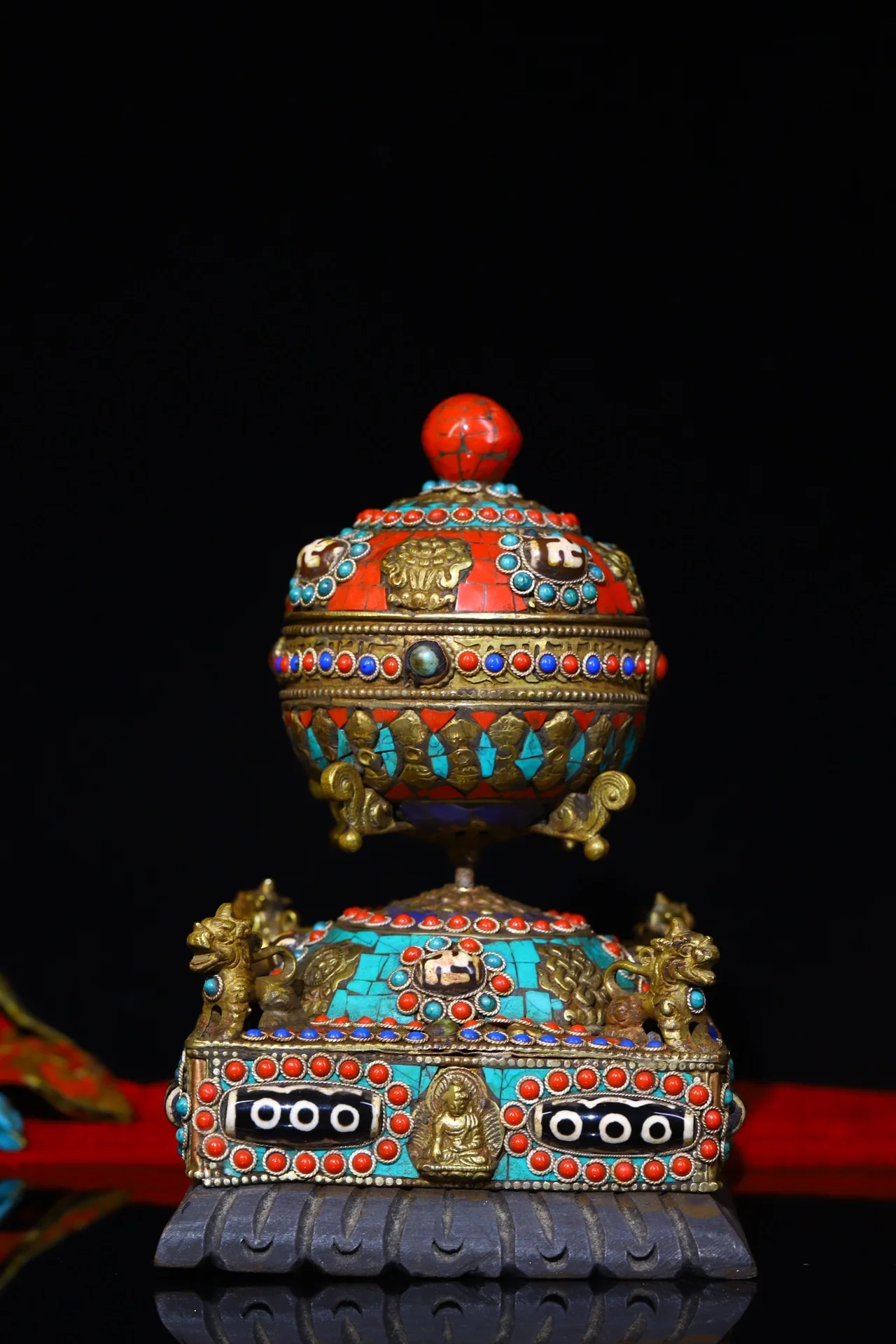 

Коллекция тибетских храмов 7 дюймов, старое бронзовое украшение, бусидны Зи, Молитвенное Колесо, дхарма, сканирование тибетского Писания, ми...