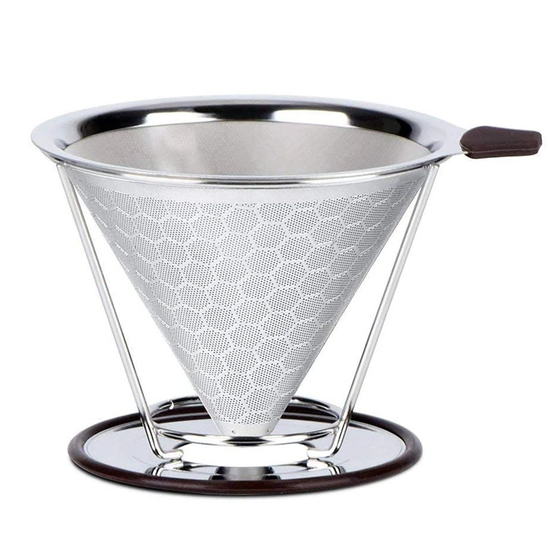

WSFS Hot Pour Over Coffee Filter,Stainless Steel Permanent Coffee Dripper, Paperless Reusable Coffee Filter Cone with Removable