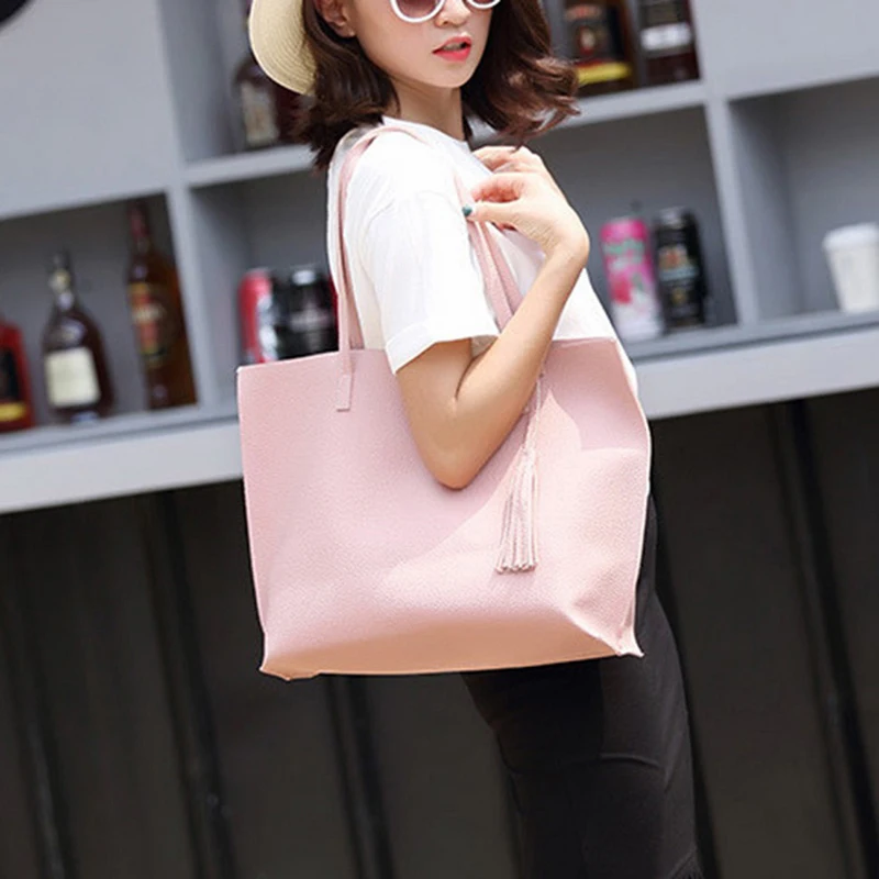 

Flash Sale Luxury Brand Women Shoulder Bag Soft Leather TopHandle Bags Ladies Tassel Tote Handbag High Quality Women's bags Thin