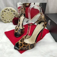 big size 34 45 peep toe patent leather t strap covered high heels women sandals shoes