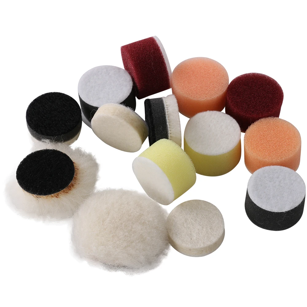 

14PC 1Inch Car Polishing Disc 14Pcs/Set Self-Adhesive Buffing Waxing Sponge Wool Wheel Polishing Pad For Car Polisher Drill Adap