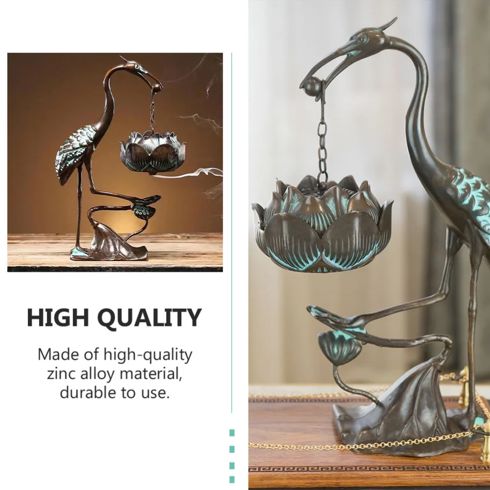 

1Pc Creative Crane-shaped craft Adornment Alloy Incense Burner Wonderful Gift