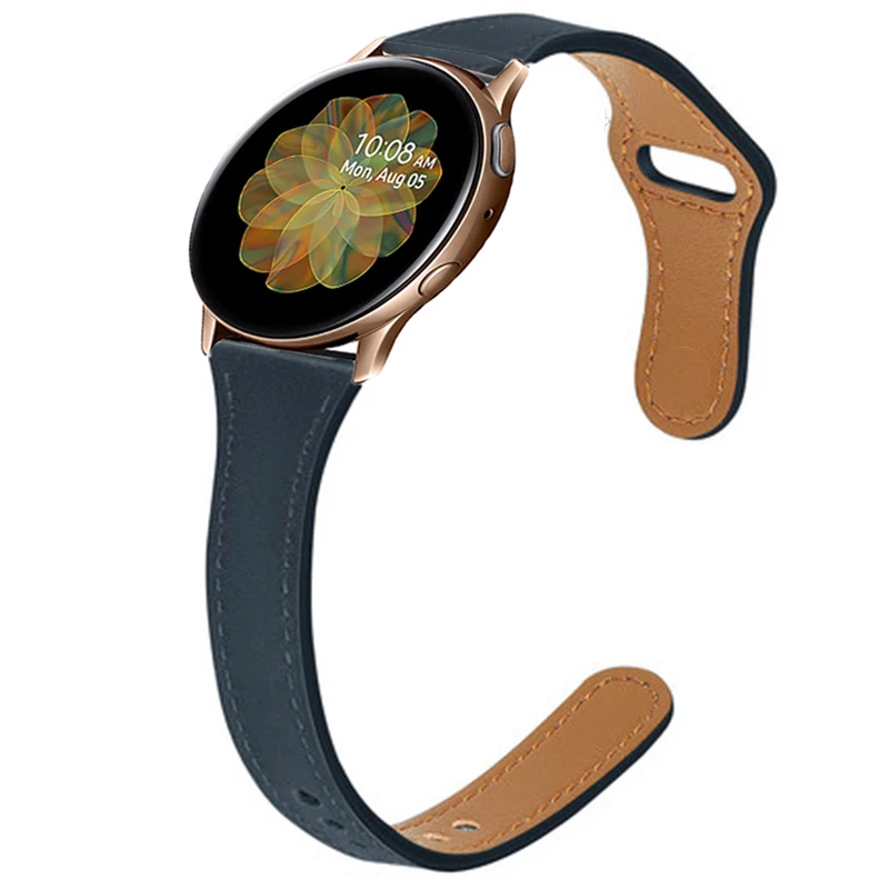 20mm 22mm Slim Leather Strap for Samsung Galaxy Watch 4/4 Classic Band 44mm Galaxy Watch 3 41mm Active 2 Sport 45/40/46mm Correa