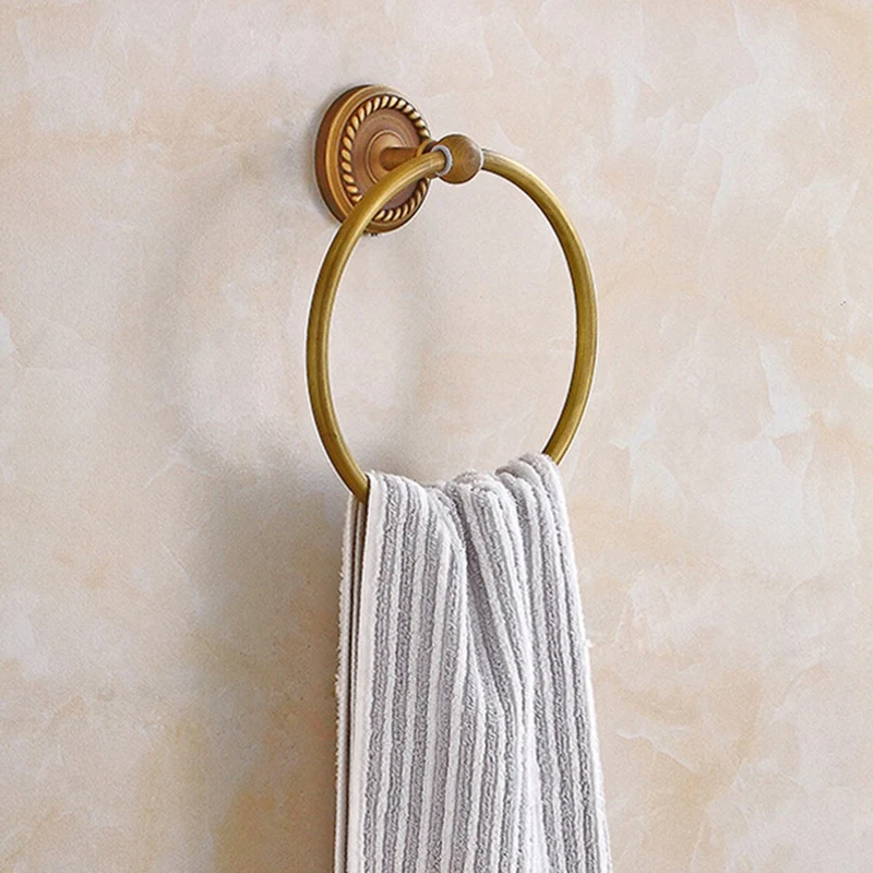 Держатель для полотенец ванной комнаты кольцо настенное круглое античное