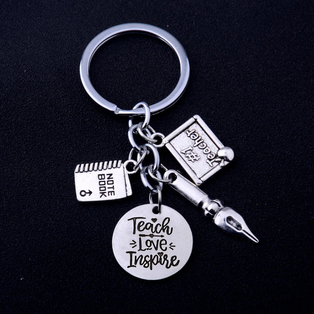 12 шт Выгравированные слова учат любовь вдохновляют брелоки Учительская ручка