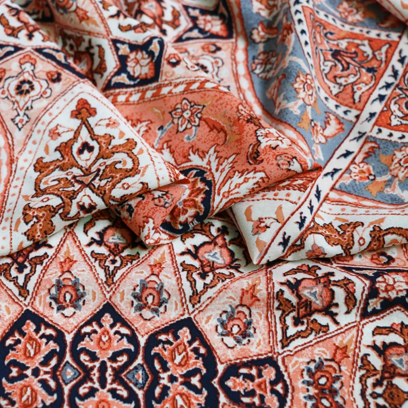 1 метр X 4 метра винтажная Цветочная вискозная мягкая богемная ткань для платья