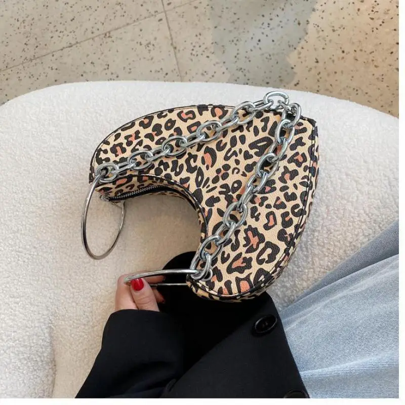 

Vintage Bags 2021 Women's Brand Snake Leopard Zebra Thick Chain Leather Shoulder Bags For Women Luxury Designer Handbag Fashion