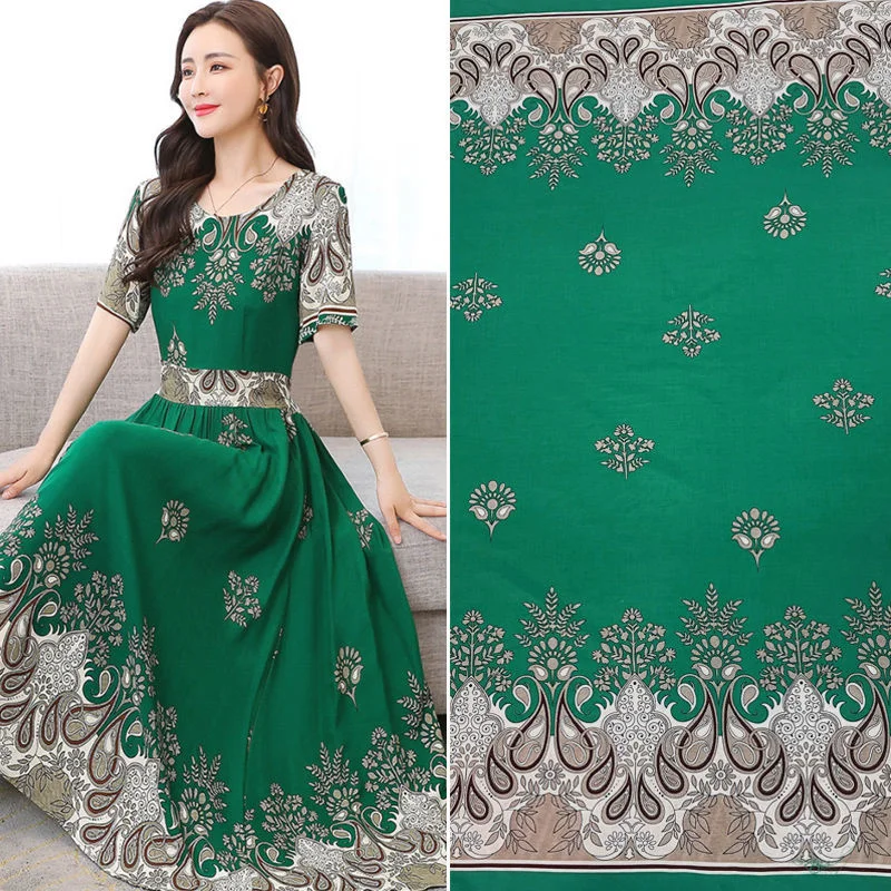 

Summer Artificial Cotton Mulberry Silk Fabric Positioning Flower Garden Floral Ethnic Style Beach Pants Dress Clothing Fabric