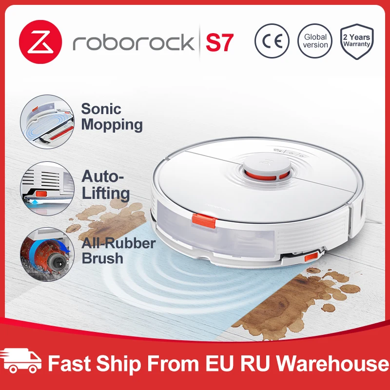 [ 2400 RUB Aliexpress Code:GIFTWEEK2400]Новинка 2021 робот пылесос Roborock S7 звуковая уборка Wi Fi